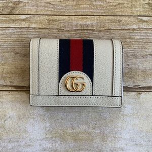 Gucci Ophidia card case white leather wallet